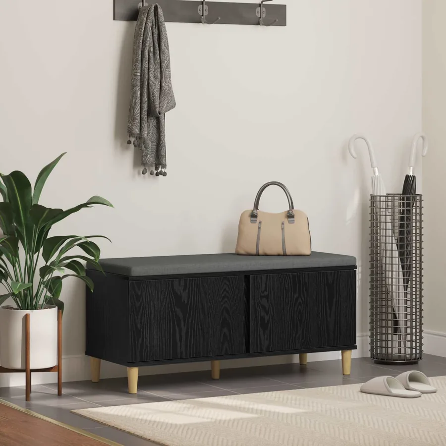Banc d'entrée avec coussin Chêne Noir 100 x 38 x 46 cm
