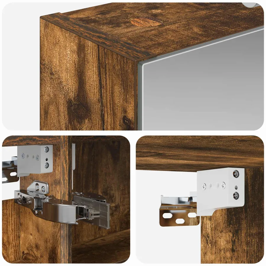 Armoire Miroir de Salle de Bain Chêne fumé 40 x 10,5 x 60,5 cm - 10