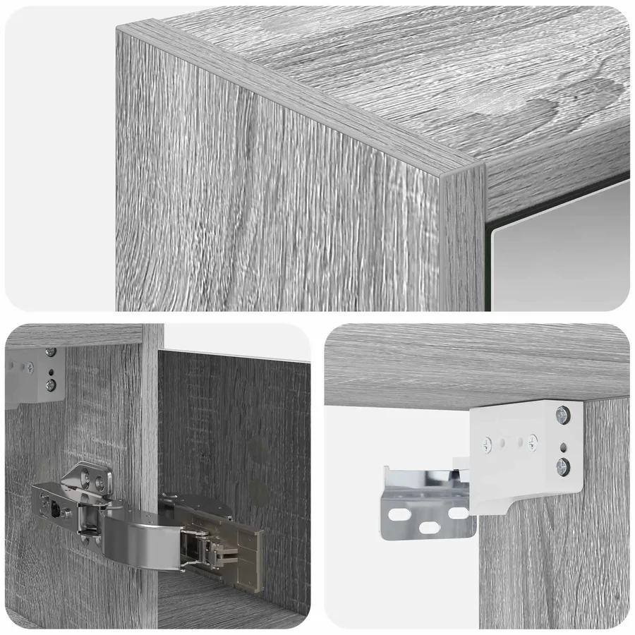 Armoire Miroir de Salle de Bain Gris Sonoma 63,5 x 16 x 62,5 cm - 10