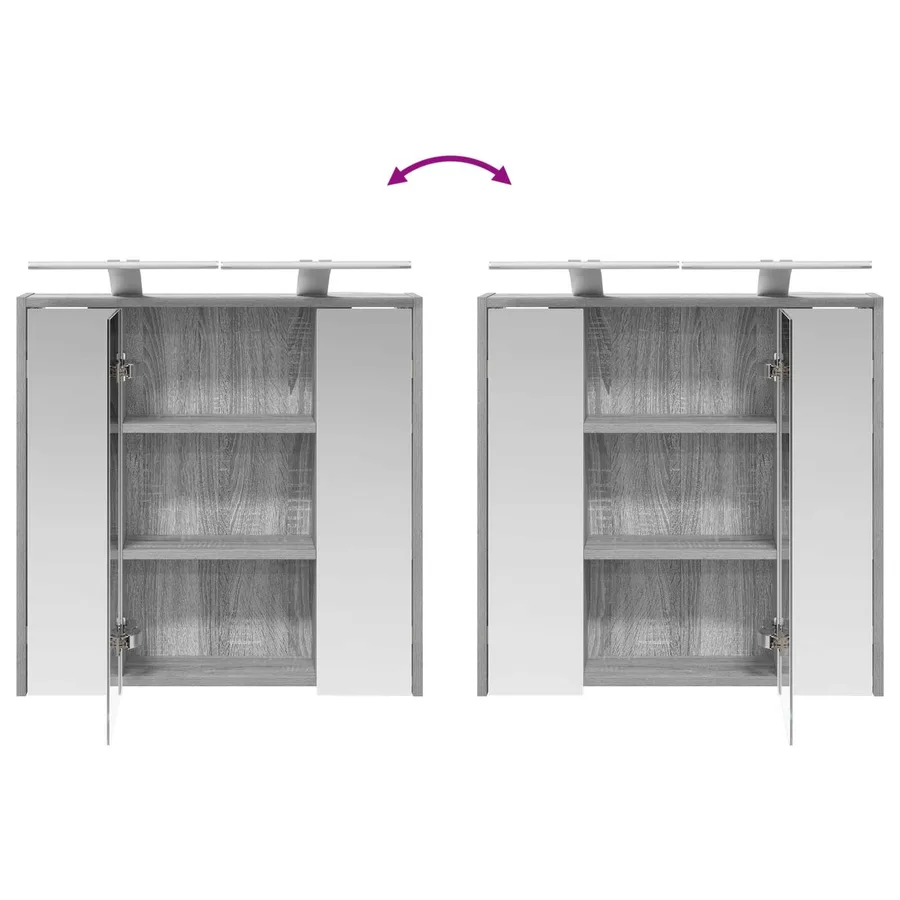 Armoire Miroir de Salle de Bain Gris Sonoma 63,5 x 16 x 62,5 cm - 12