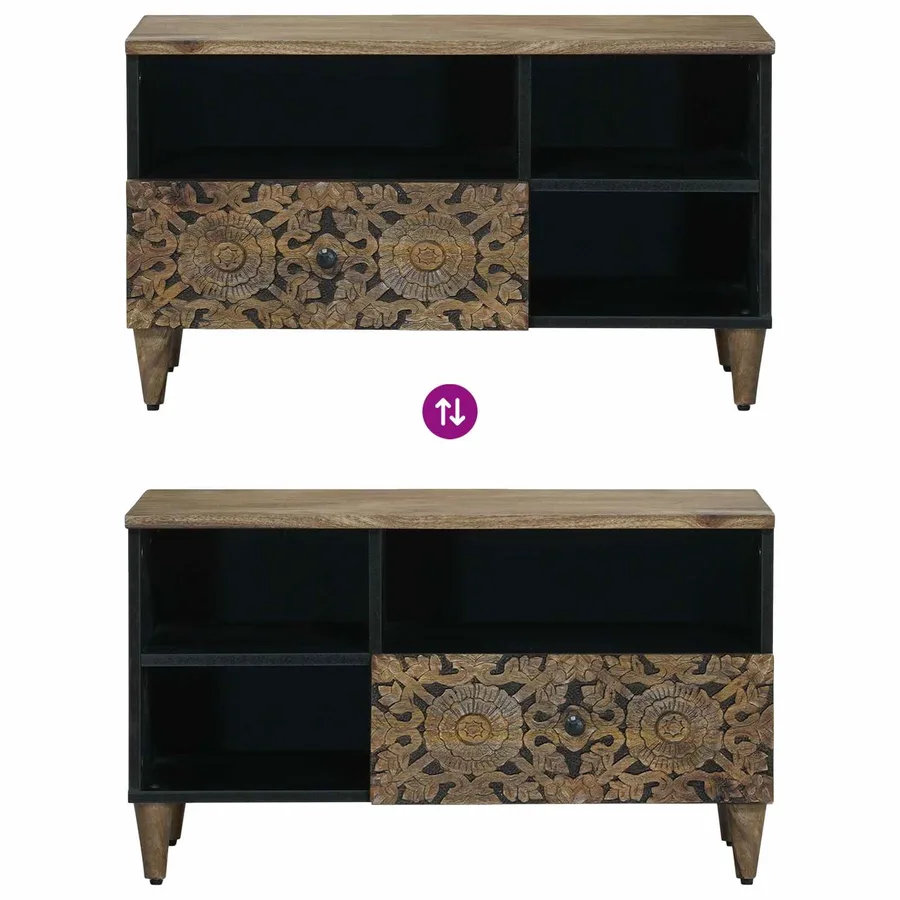 Meuble TV Marron 80 x 33,5 x 46 cm Bois de mangue massif - 10