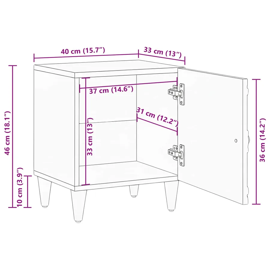 Cabinet de chevet Marron 40 x 33,5 x 46 cm - 12
