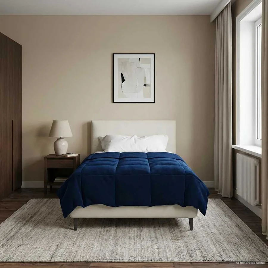 Duvet d'été simple Matelassé Bleu foncé 135 x 200 cm Microfibre