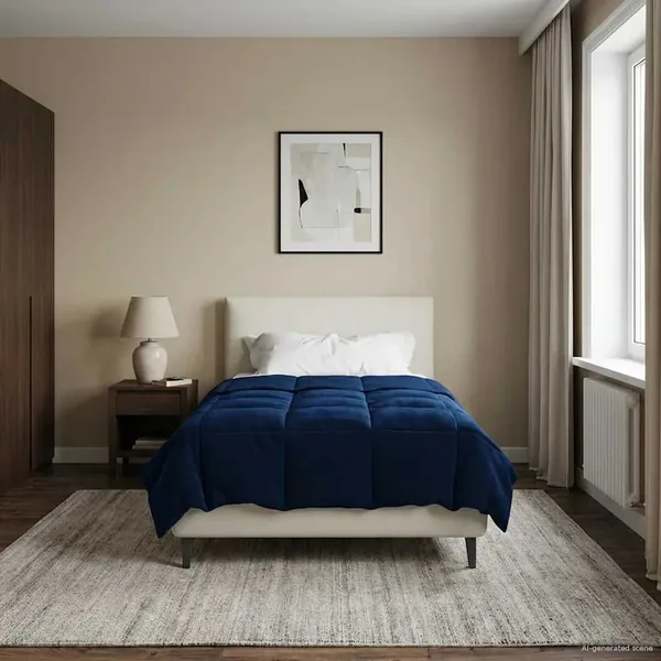 Duvet d'été simple Matelassé Bleu foncé 135 x 200 cm Microfibre