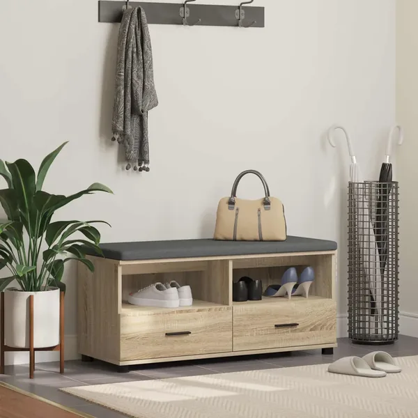 Banc d'entrée avec coussin Chêne Sonoma 100 x 38 x 46 cm