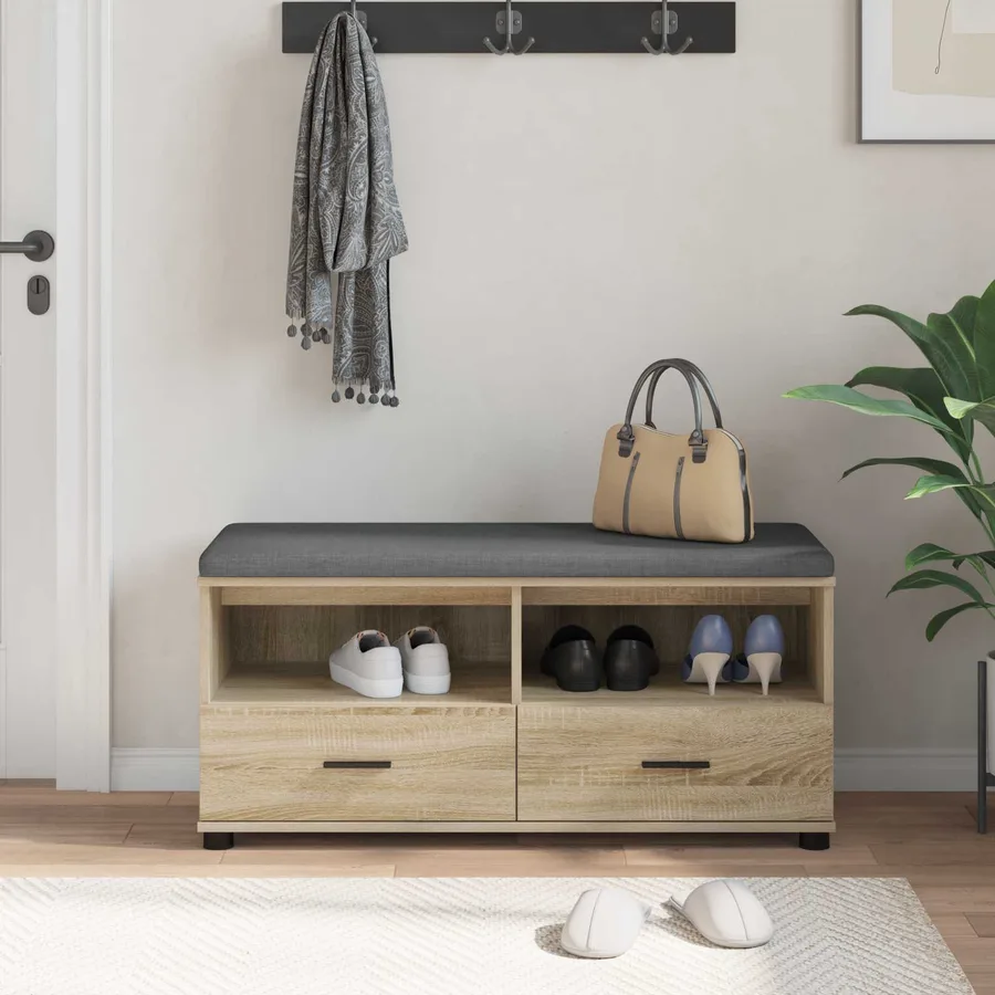 Banc d'entrée avec coussin Chêne Sonoma 100 x 38 x 46 cm - 4
