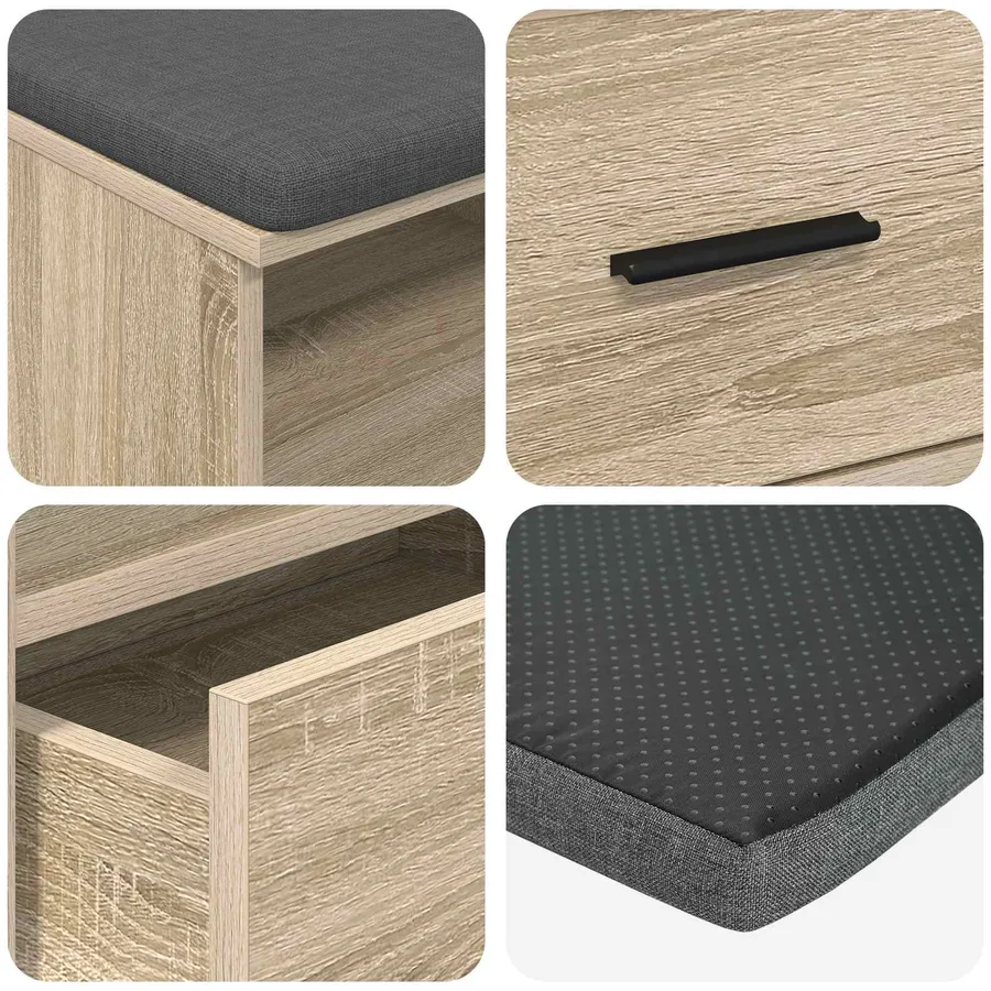 Banc d'entrée avec coussin Chêne Sonoma 100 x 38 x 46 cm - 9