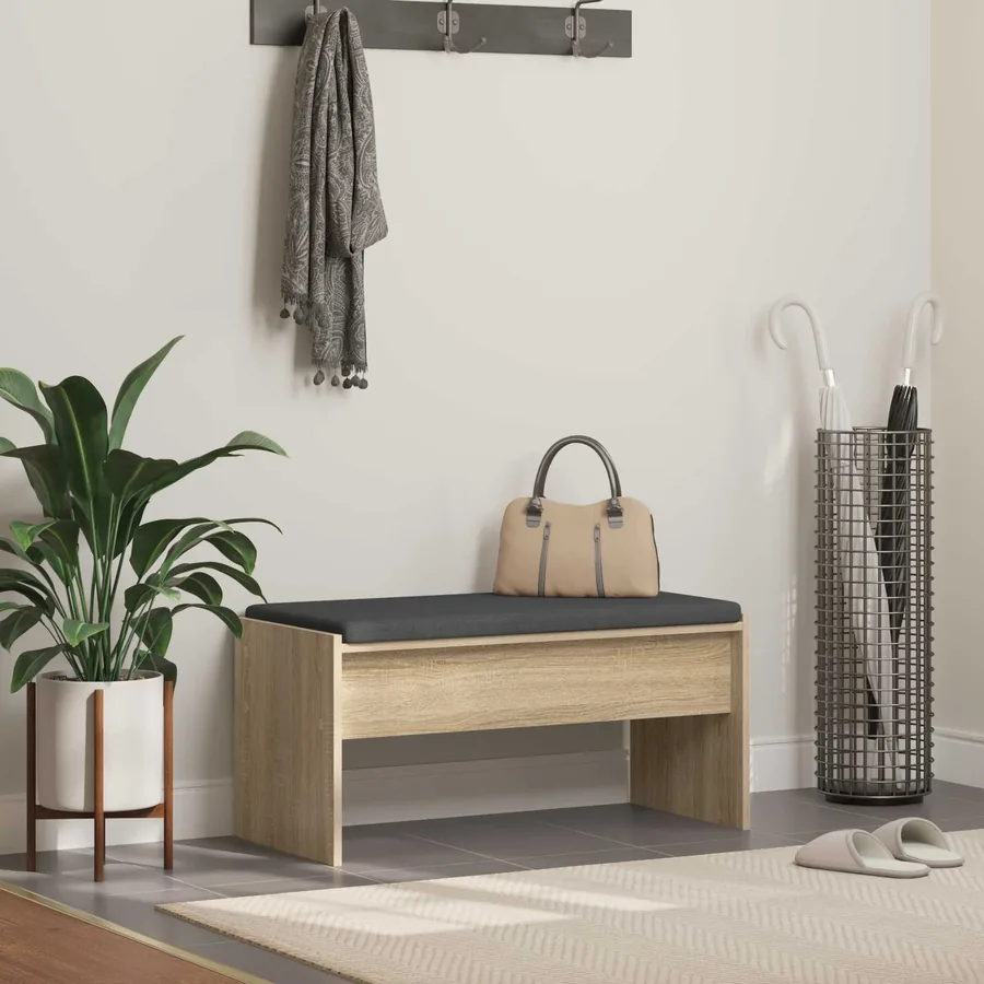 Banc d'entrée avec coussin Chêne Sonoma 83 x 38 x 40 cm
