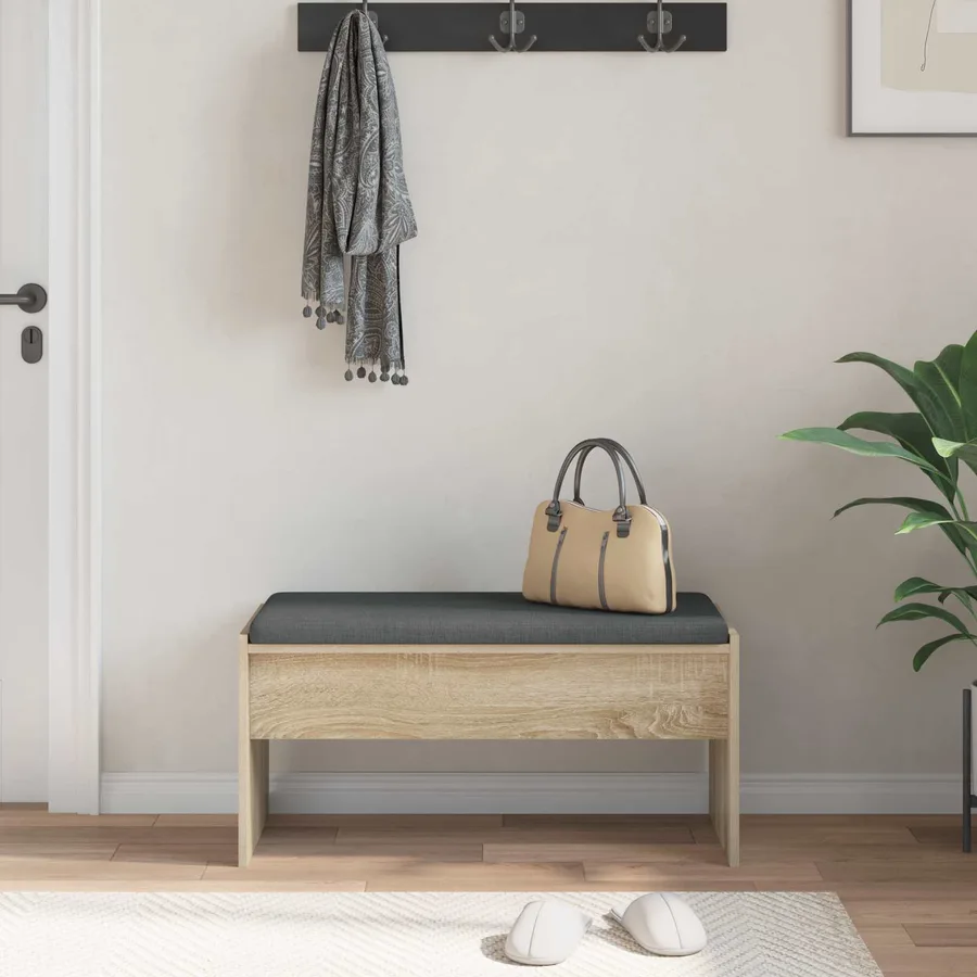 Banc d'entrée avec coussin Chêne Sonoma 83 x 38 x 40 cm - 4