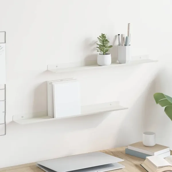 Étagère flottante 2 pcs Blanc 60 x 8,5 x 2,5 cm Acier