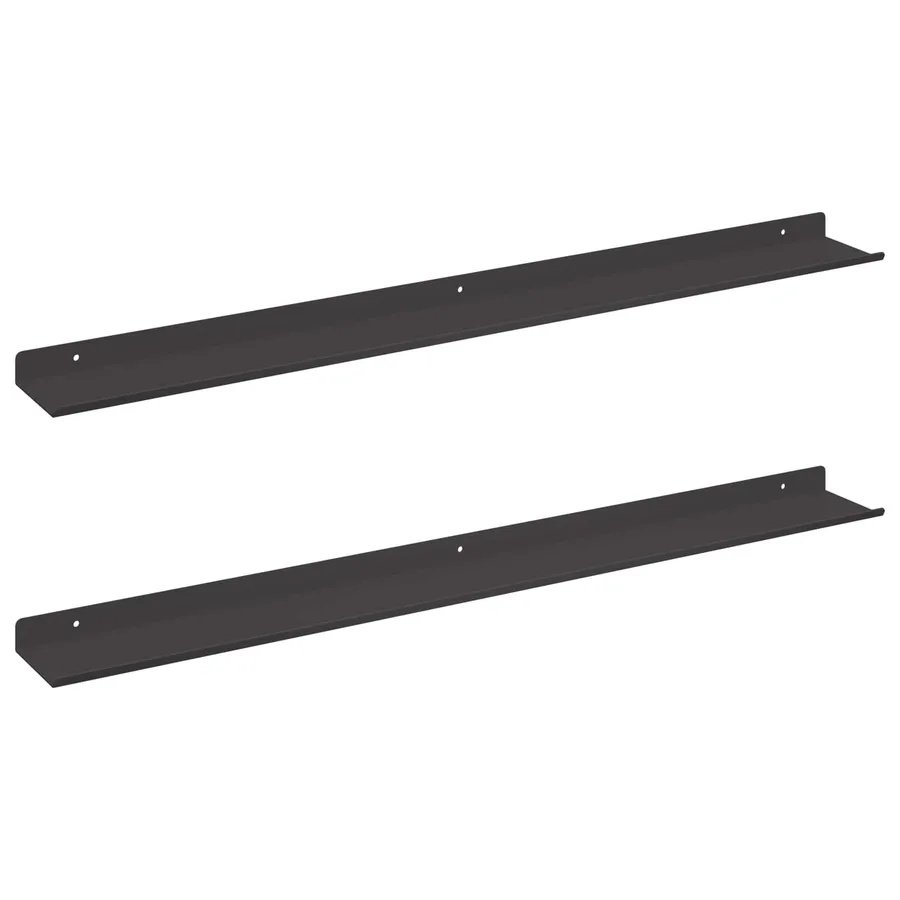 Étagère flottante 2 pcs Noir 80 x 9 x 2,5 cm Acier - 2
