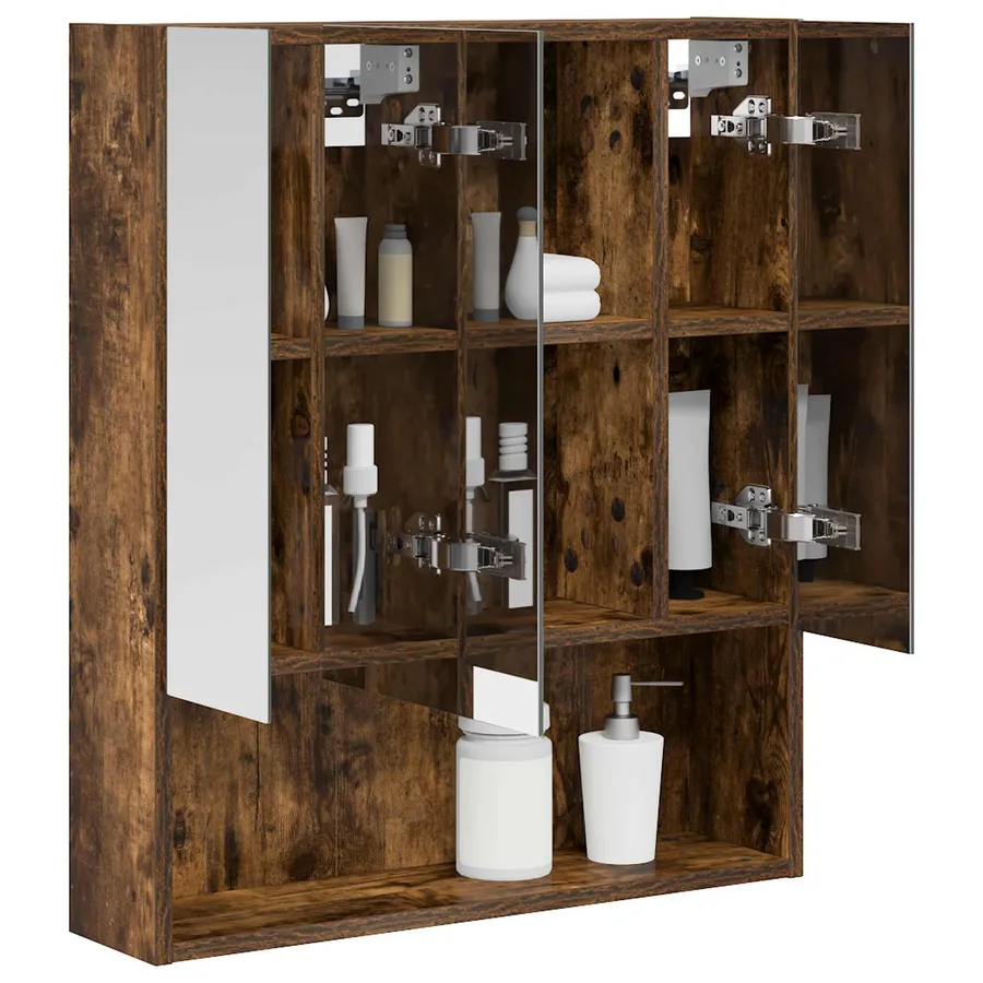 Armoire Miroir de Salle de Bain Chêne fumé 60 x 14.5 x 70 cm - 3