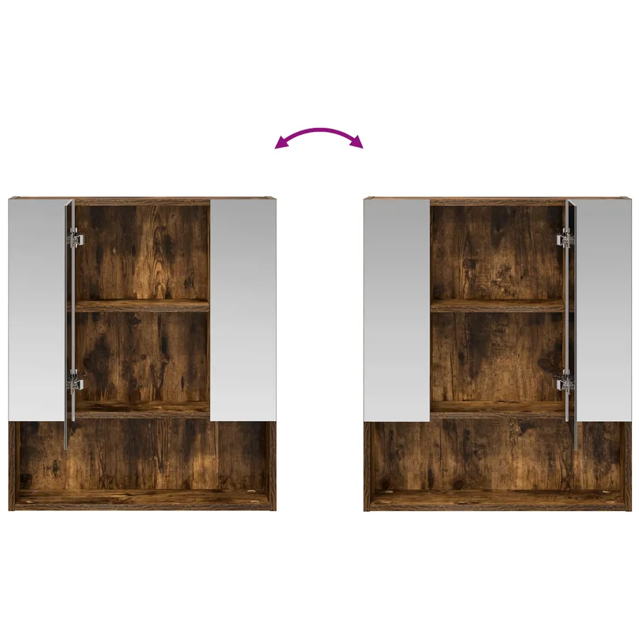 Armoire Miroir de Salle de Bain Chêne fumé 60 x 14.5 x 70 cm - 8