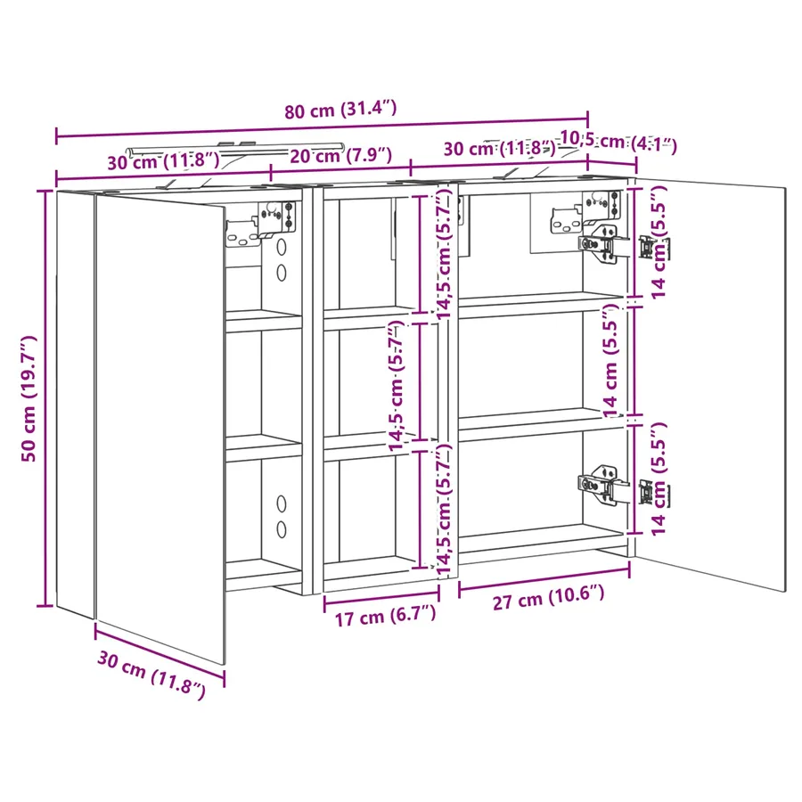 Ensemble de Meubles de Salle de Bain 3 pcs 80 x 10,5 x 50 cm - 13