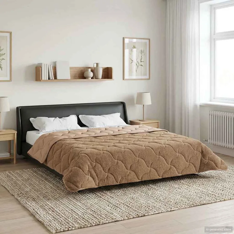 Duvet d'hiver Taupe 220 x 260 cm Microfibre et polaire Teddy