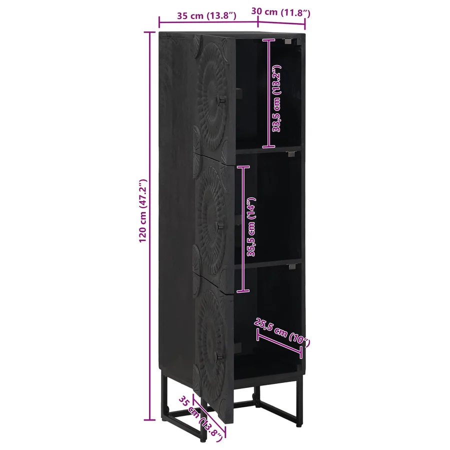 Haut Armoire Noir 35 x 30 x 120 cm - 13
