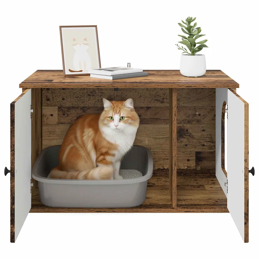 Maison pour chat Bois ancien 85 x 55 x 50 cm Bois d'ingénierie - 11