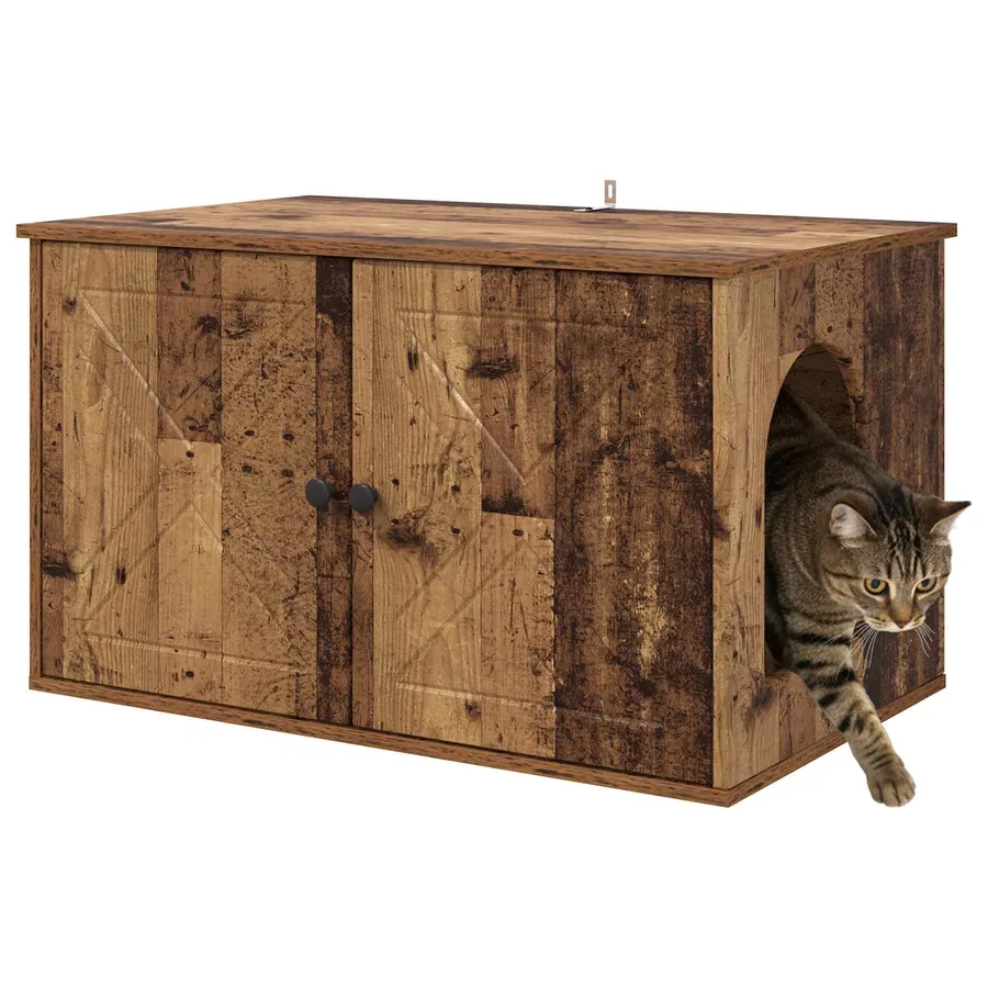 Maison pour chat Bois ancien 85 x 55 x 50 cm Bois d'ingénierie - 3