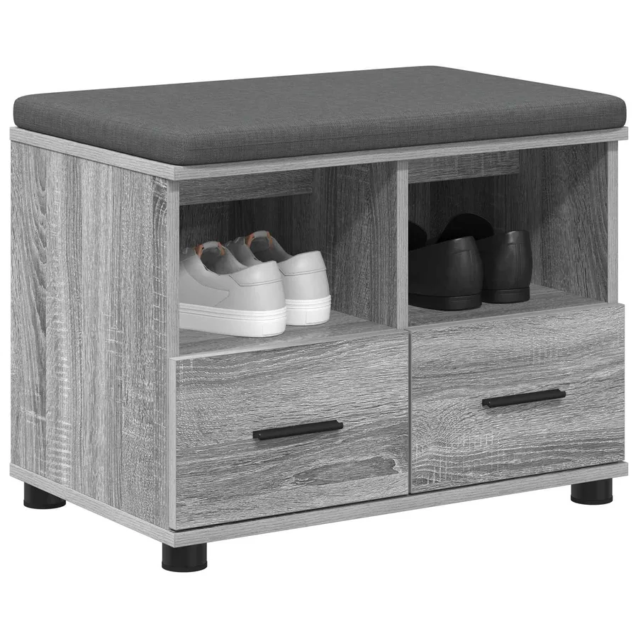 Banc d'entrée avec coussin Gris Sonoma 60 x 38 x 46 cm - 3