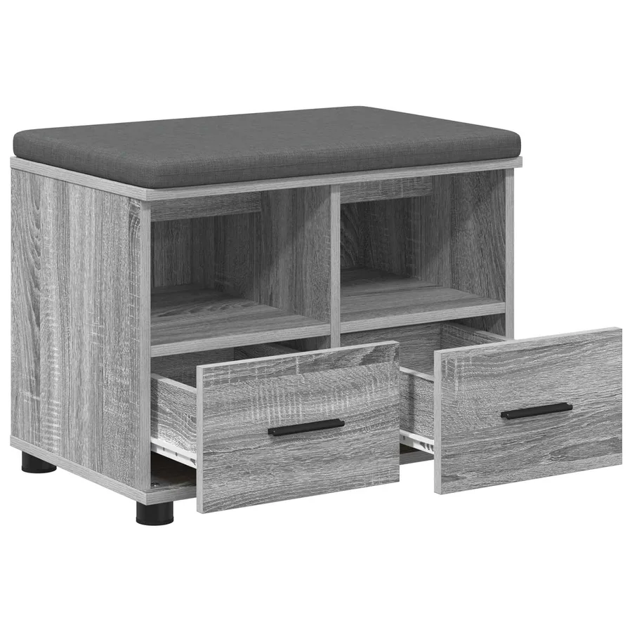 Banc d'entrée avec coussin Gris Sonoma 60 x 38 x 46 cm - 5