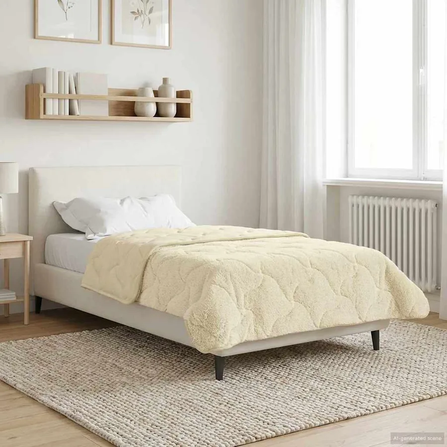 Duvet d'hiver Crème 140 x 220 cm Microfibre et polaire Teddy - 4