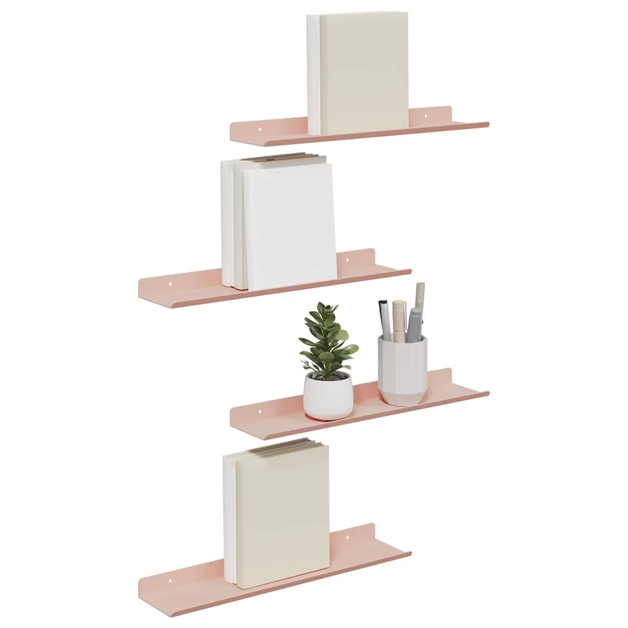 Étagère flottante 4 pcs Rose 40 x 8,5 x 2,5 cm Acier - 3