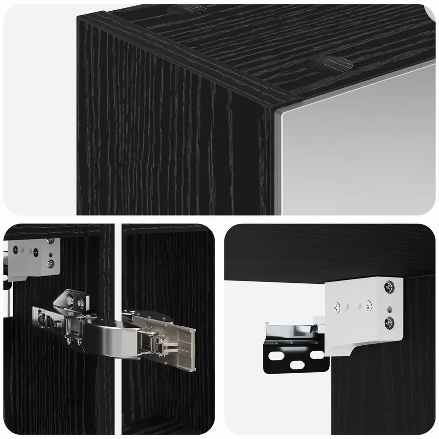 Armoire Miroir de Salle de Bain Chêne noir 50 x 14,5 x 70 cm - 8