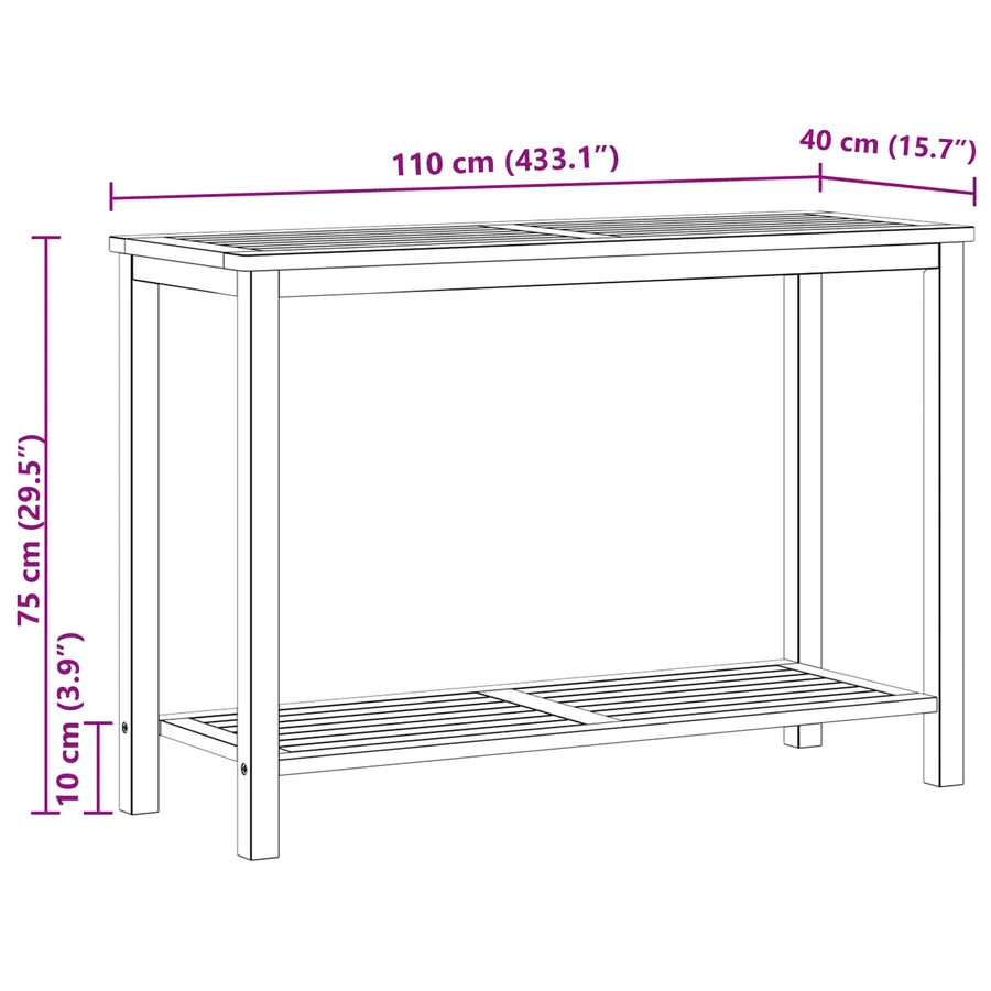 Table console de jardin Acacia clair 110 x 40 x 75 cm - 7