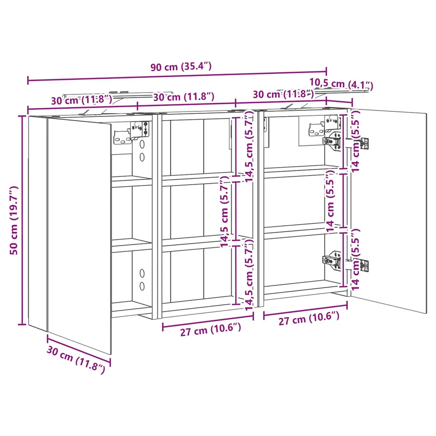 Ensemble de Meubles de Salle de Bain 3 pcs 90 x 10,5 x 50 cm - 13