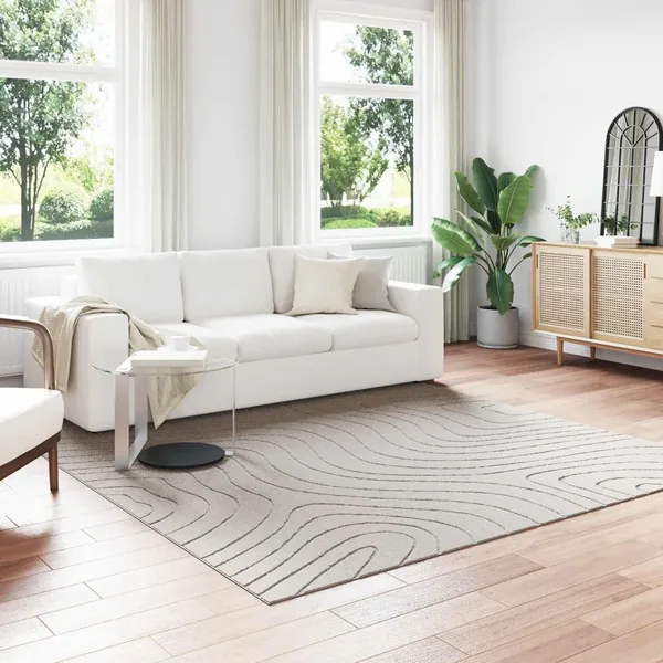 Tapis de surface Carré PALMERAS Crème 240 x 240 cm Polyester