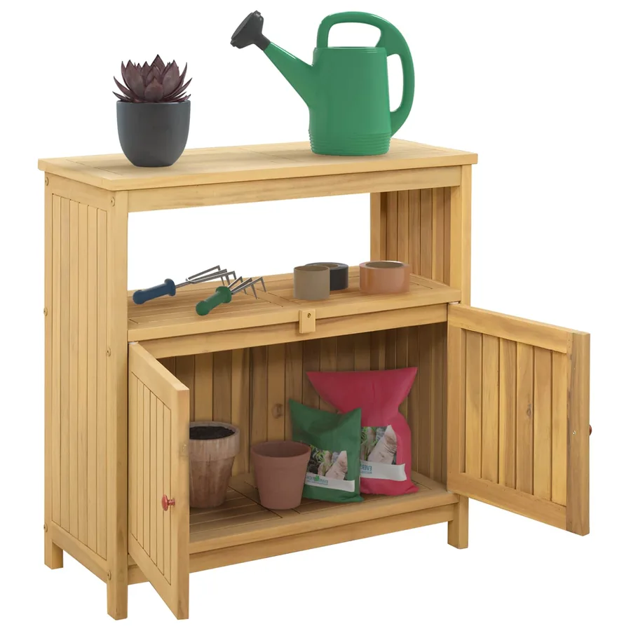 Table console de jardin Acacia clair 80 x 35 x 75 cm - 3