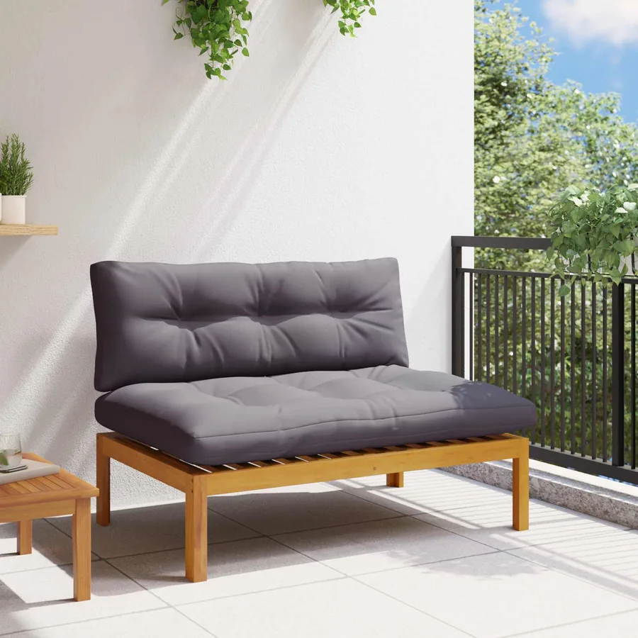 Unité de canapé du milieu Gris Naturel et Foncé Bois d'acacia