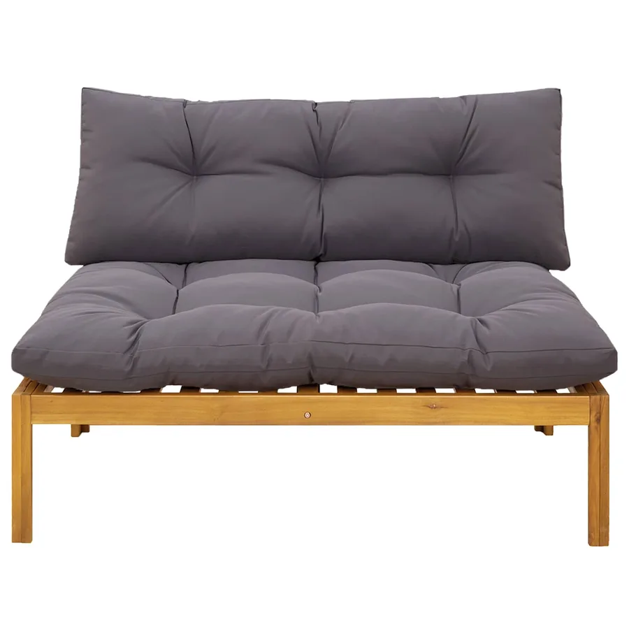 Unité de canapé du milieu Gris Naturel et Foncé Bois d'acacia - 5