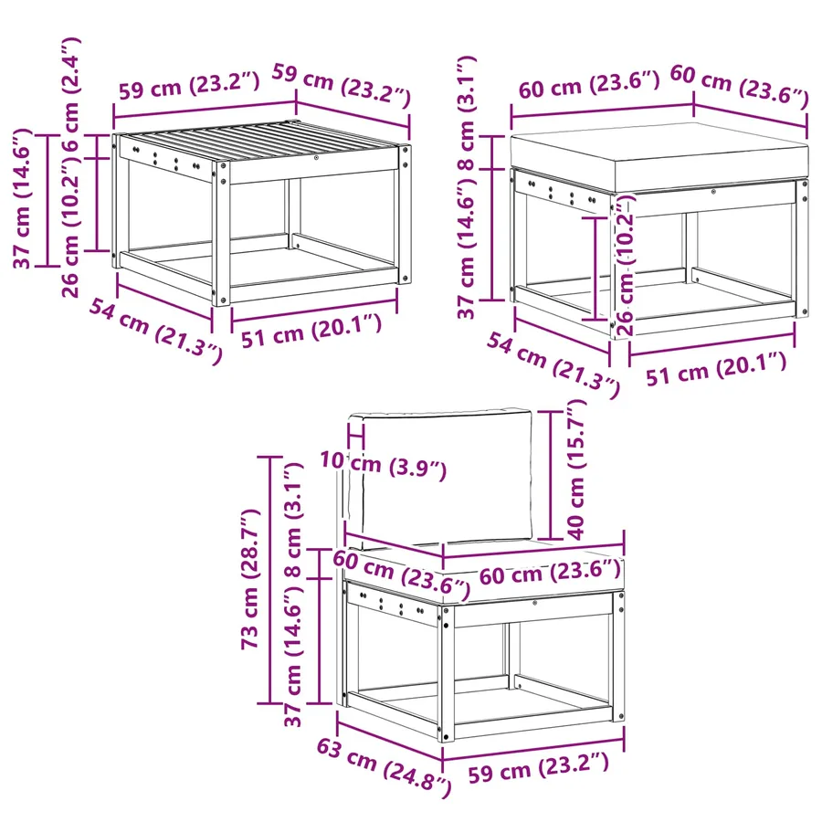 Ensemble de canapés d'extérieur 6 pcs Naturel et Anthracite - 8
