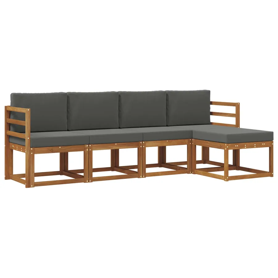 Ensemble de canapés d'extérieur 5 pcs Naturel et Anthracite - 2