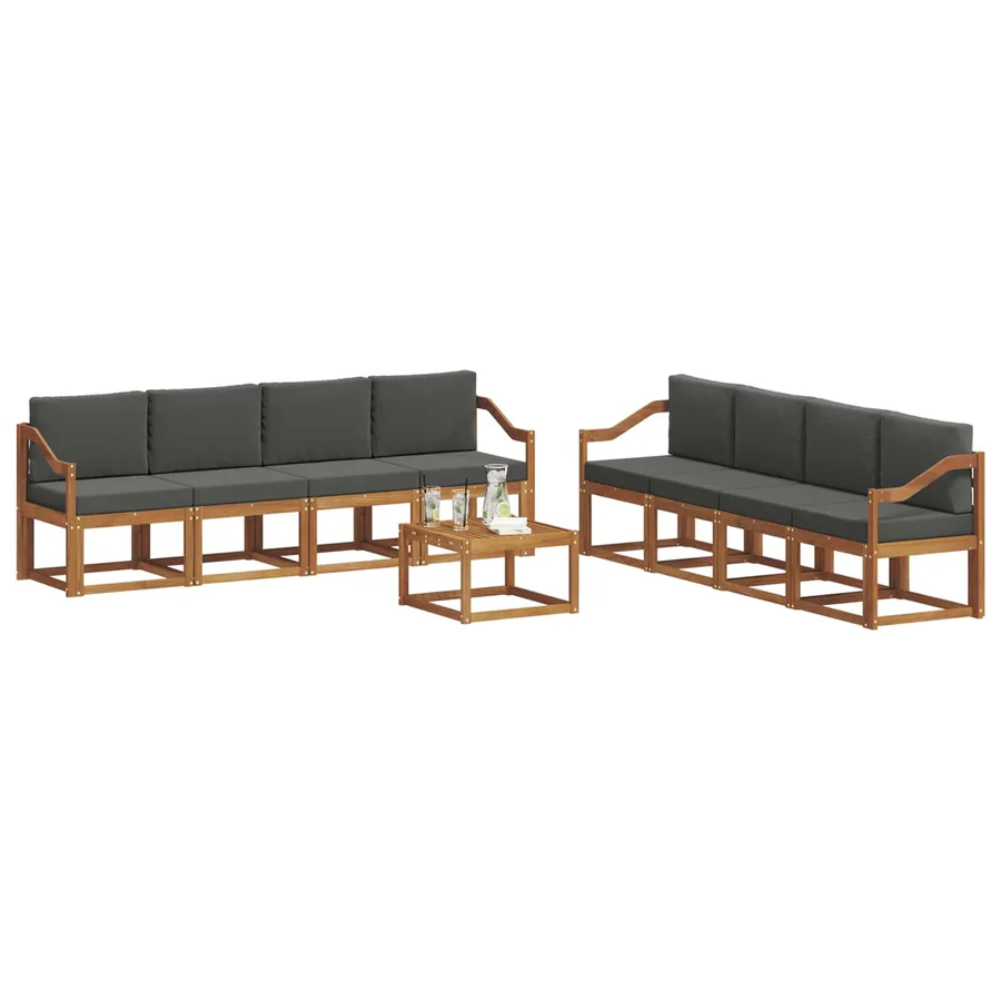 Ensemble de canapés d'extérieur 9 pcs Naturel et Anthracite - 3