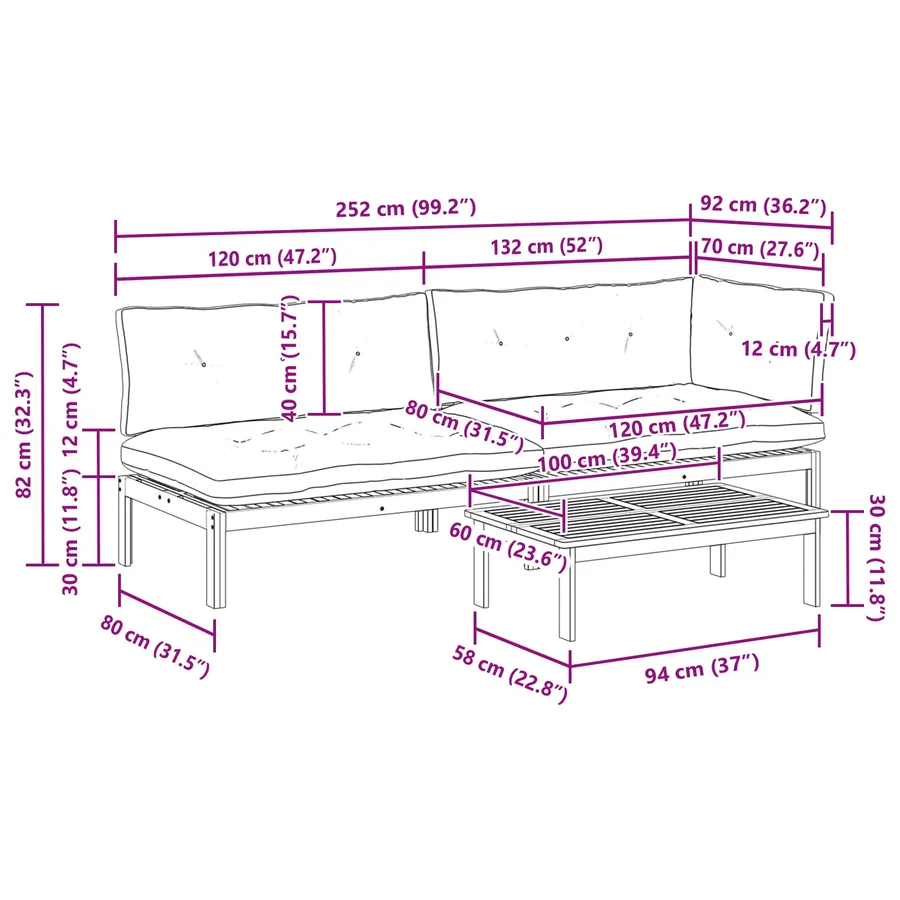 3 Pièce Unité du canapé en palette de jardin - 14