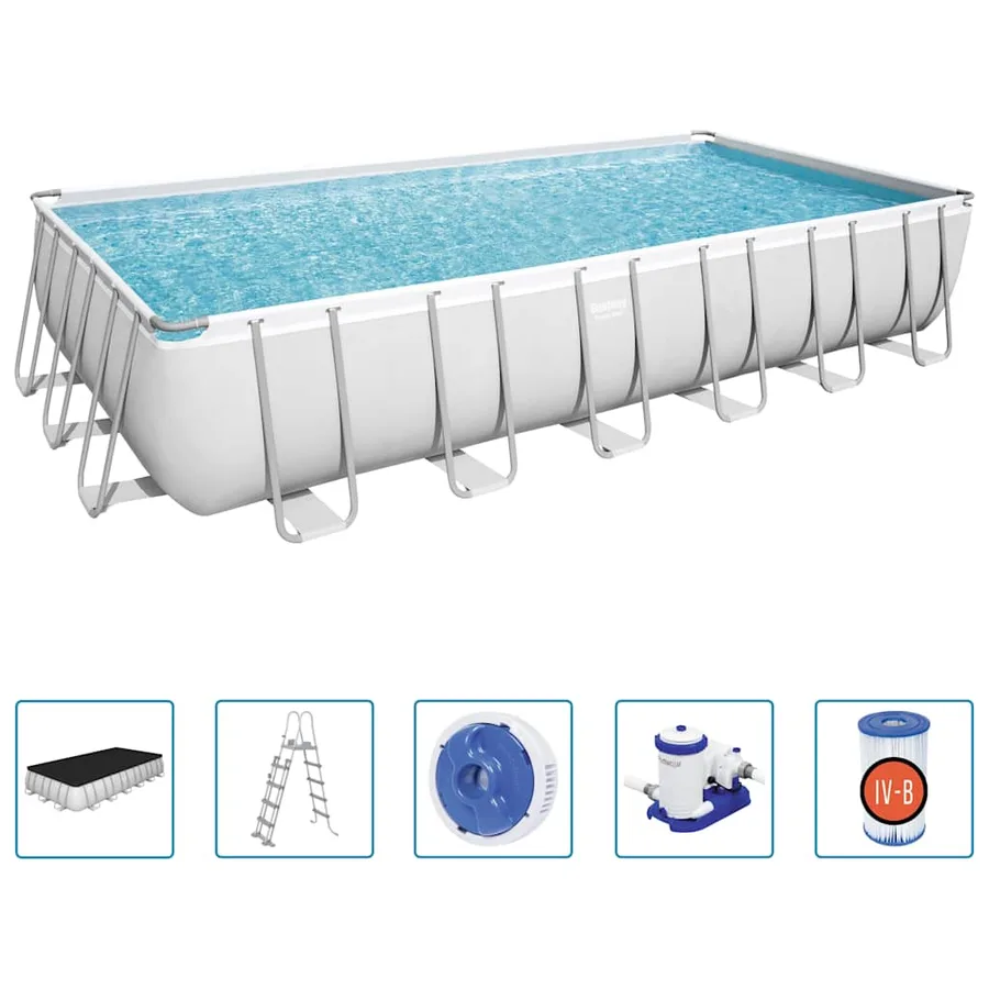 Bestway Ensemble de piscine Power Steel Rectangulaire 732x366x132 cm - 2