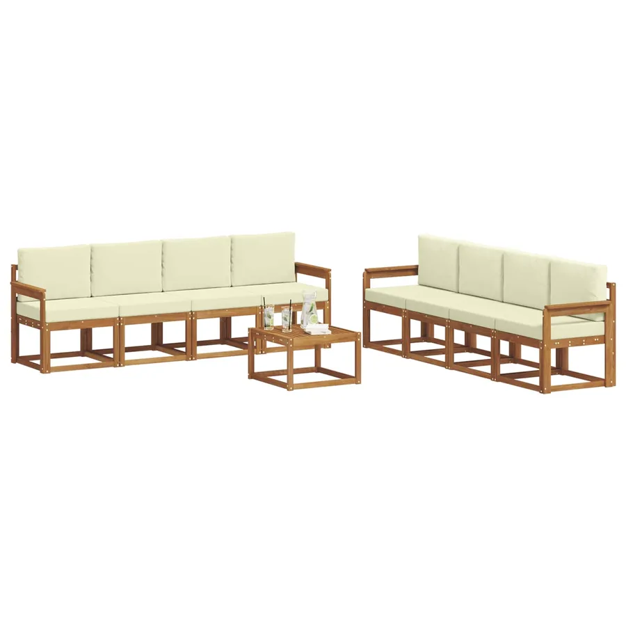 Ensemble de canapés d'extérieur 9 pcs Naturel et Crème - 3