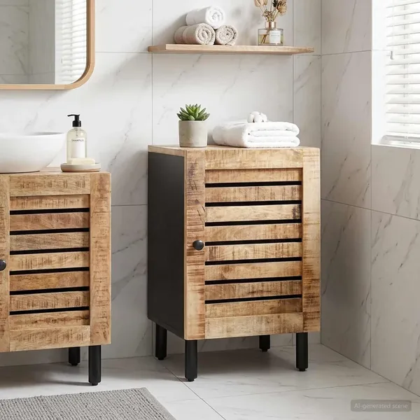Cabinet de salle de bain Marron et Noir 38 x 33,5 x 58 cm