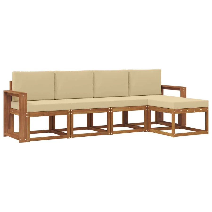 Ensemble de canapés d'extérieur 5 pcs Naturel et Beige - 2