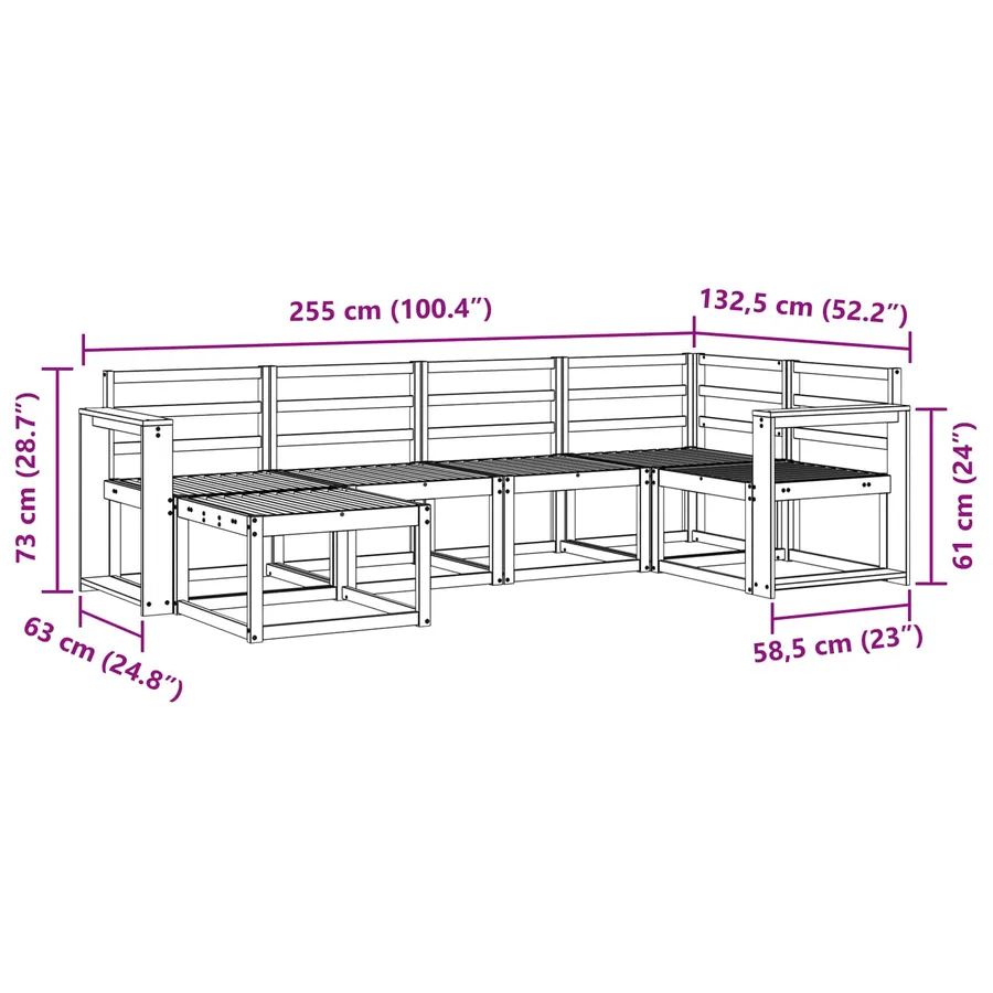 Ensemble de canapés d'extérieur 6 pcs Naturel - 9