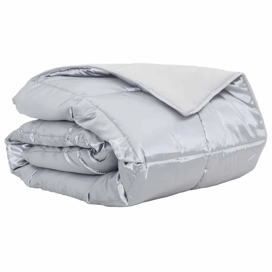 Duvet d'été simple Argenté 135 x 220 cm Satin et Microfibre - 2