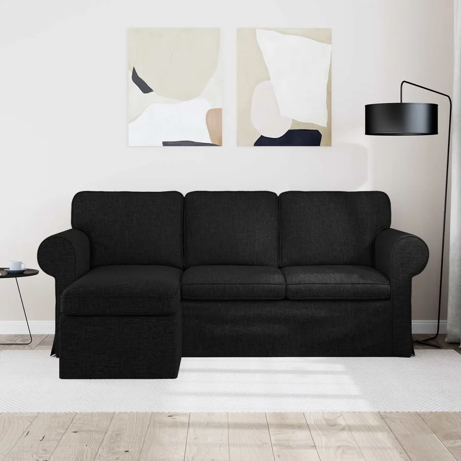 Canapé Noir 195 x 138 x 80 cm tissu - 3