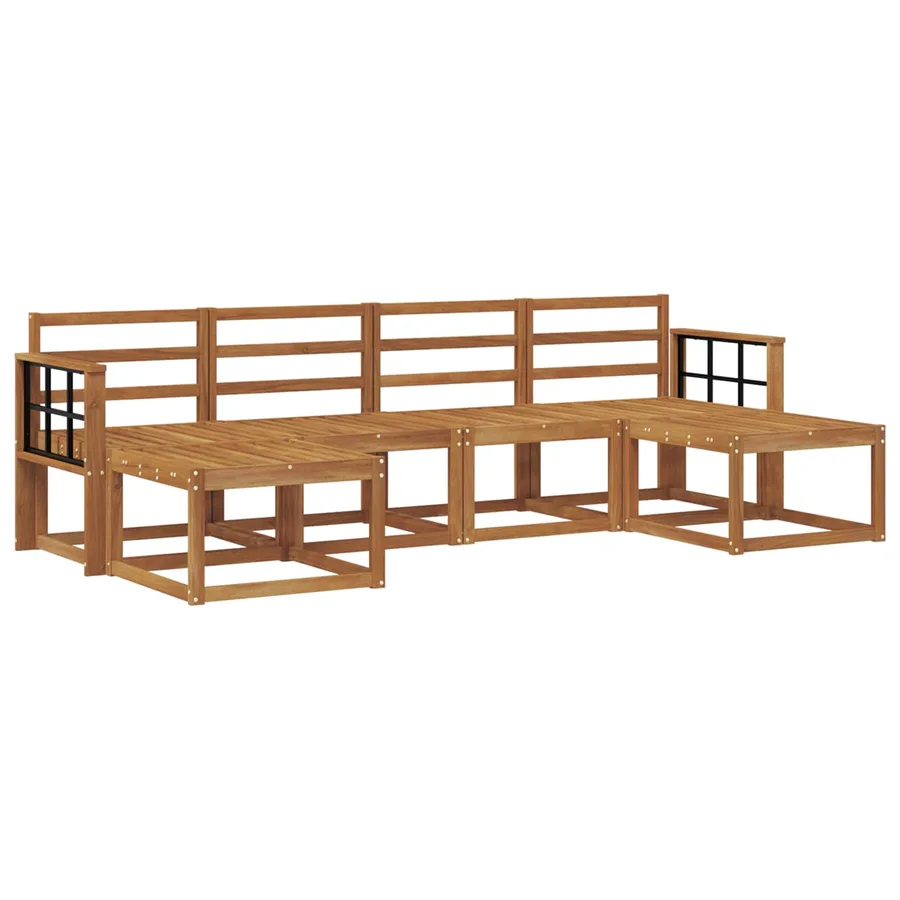 Ensemble de canapés d'extérieur 6 pcs Naturel Bois d'ingénierie - 2