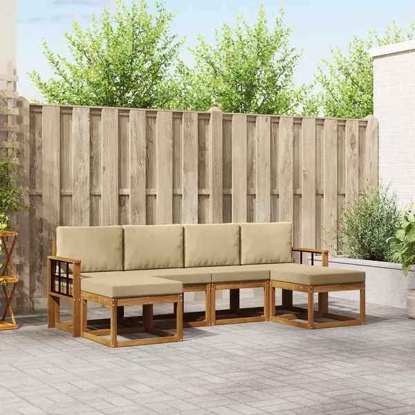 Ensemble de canapés d'extérieur 6 pcs Naturel et Beige