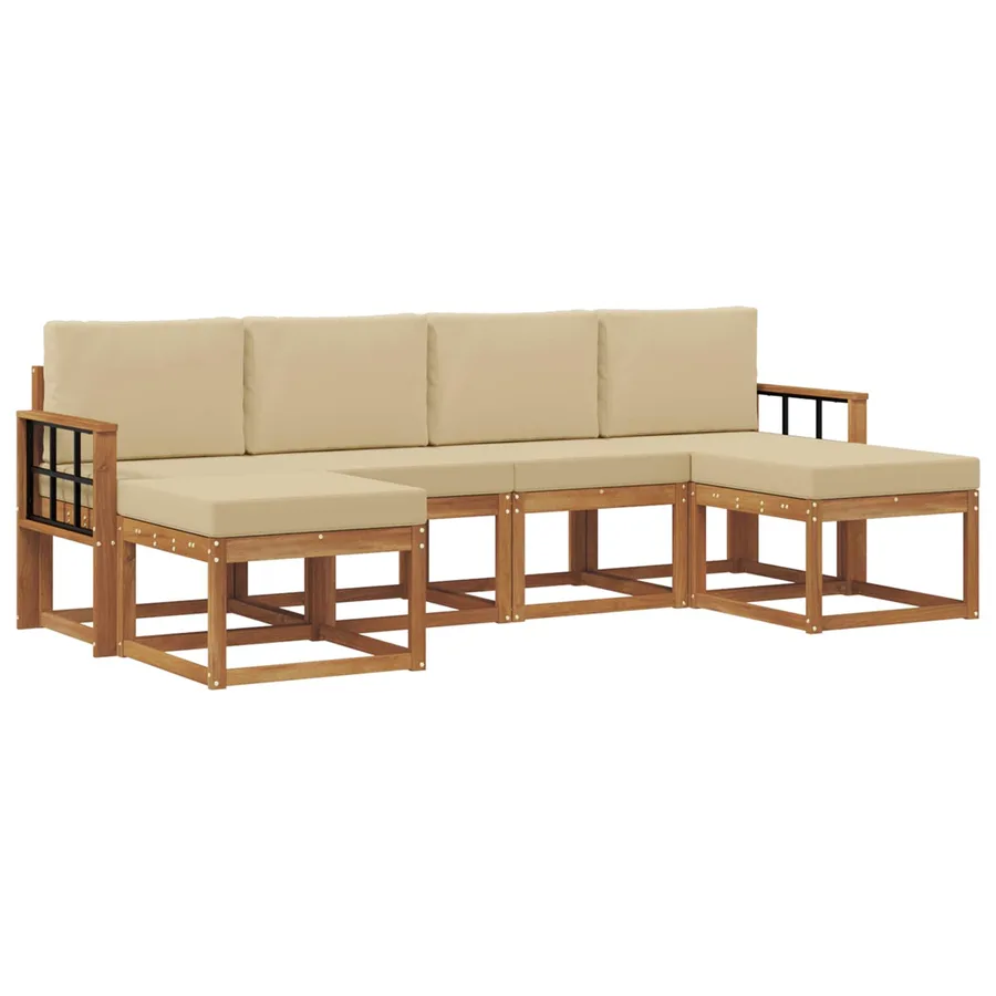 Ensemble de canapés d'extérieur 6 pcs Naturel et Beige - 2
