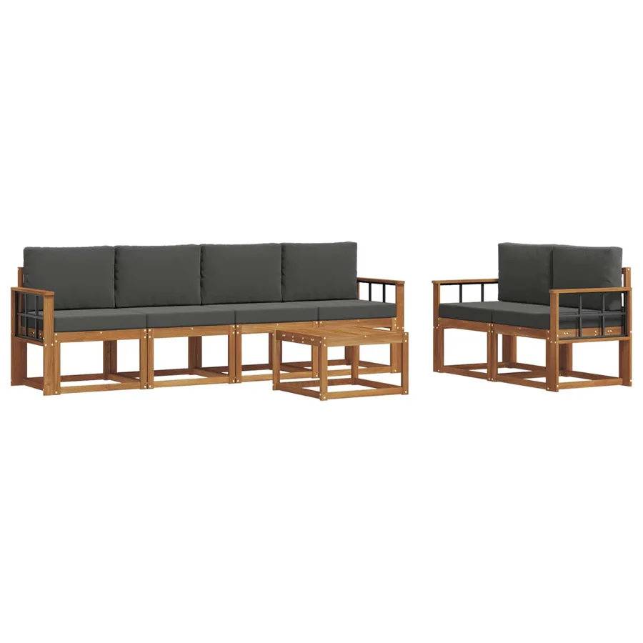 Ensemble de canapés d'extérieur 7 pcs Naturel et Anthracite - 2