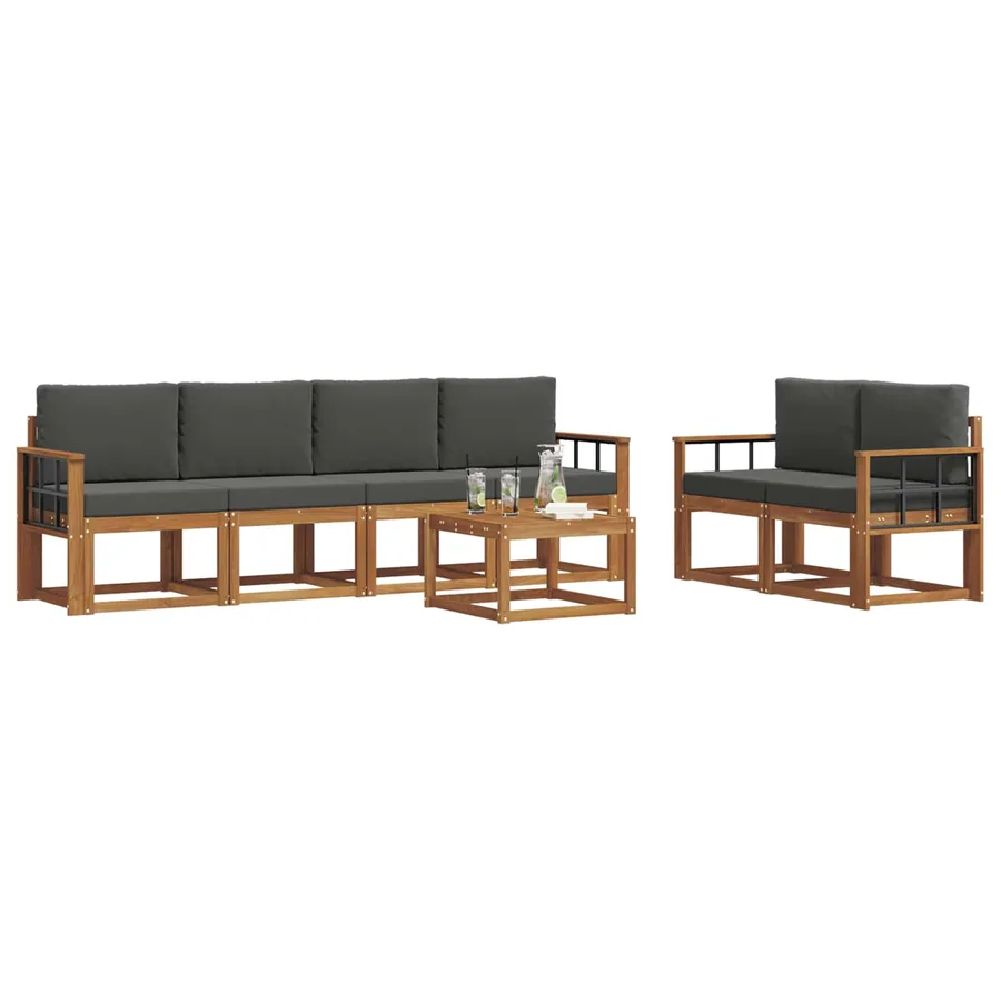 Ensemble de canapés d'extérieur 7 pcs Naturel et Anthracite - 3
