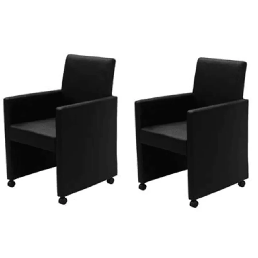 Chaises à manger lot de 2 noir similicuir - 2